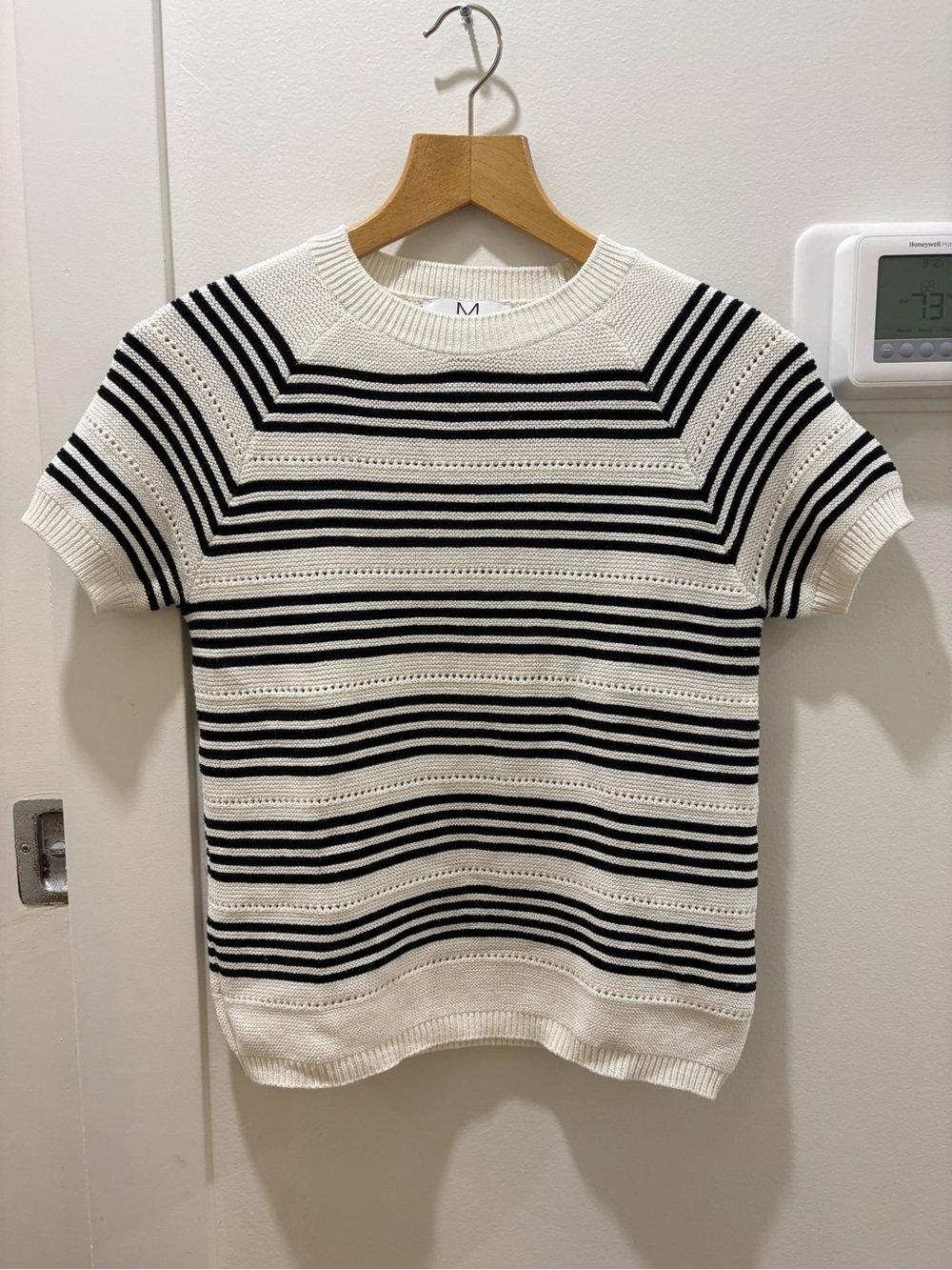 MAGASCHONI | Striped Short Sleeve Knit Top - Black & White